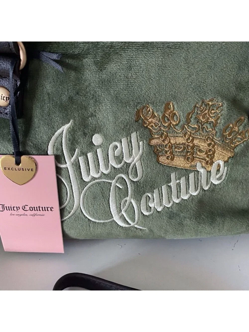 Juicy Couture The Key To Juicy Satchel Crossbody Super Greens Velvet Charm NEW